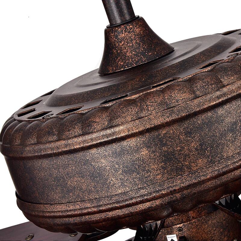 Proshta 3-light Crystal 5-blade Rustic Bronze Ceiling Fan