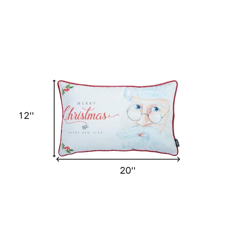 HomeRoots 20" X 12" Red and White Christmas Santa Polyester Pillow Cover