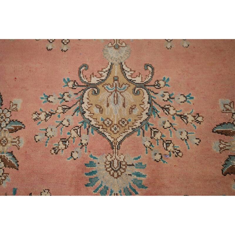 Pink Tabriz Vintage Persian Area Rug Handmade Wool Carpet - 9'9" x 13'0"