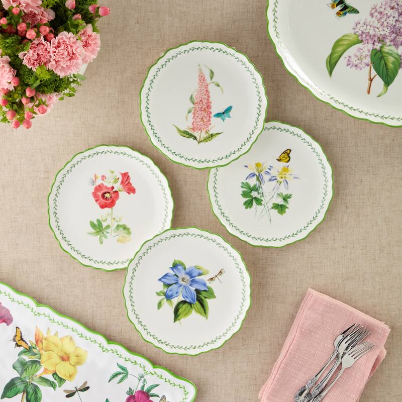 Certified International Mirabella 8.5" Salad/Dessert Plates, Set of 4 Assorted Designs - 8.50"L x 8.50"W x 0.88"H