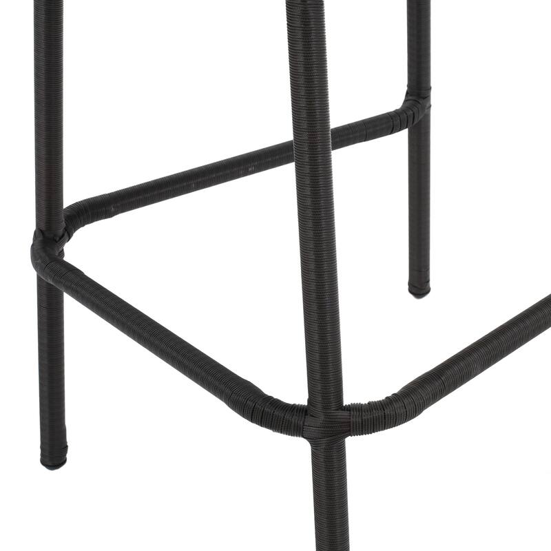 Set of 2 Wicker Bar Stool, Patio Outdoor High Chair, Cafe Counter Stool, Bistro Bar Chair, Island Chair, High Back Bar Stool