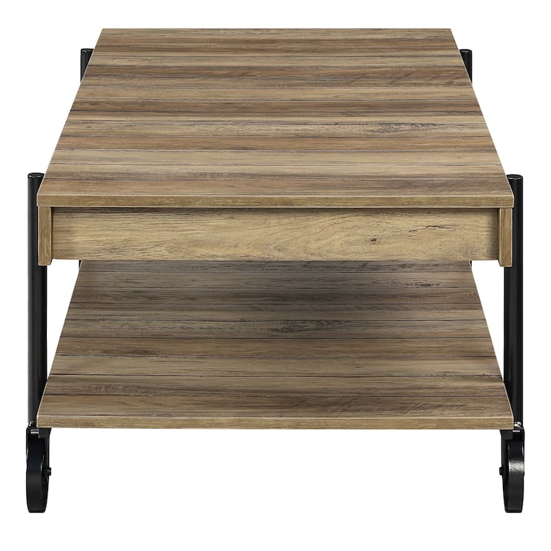 Hyssop Farmhouse Steel 3-Piece Coffee Table Set with Shelf by Furniture of America