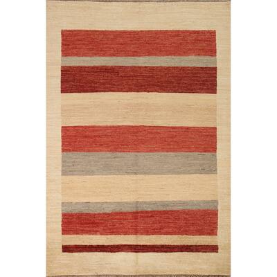 Striped Gabbeh Kashkoli Area Rug Handmade Wool Carpet - 4'10" x 6'4"