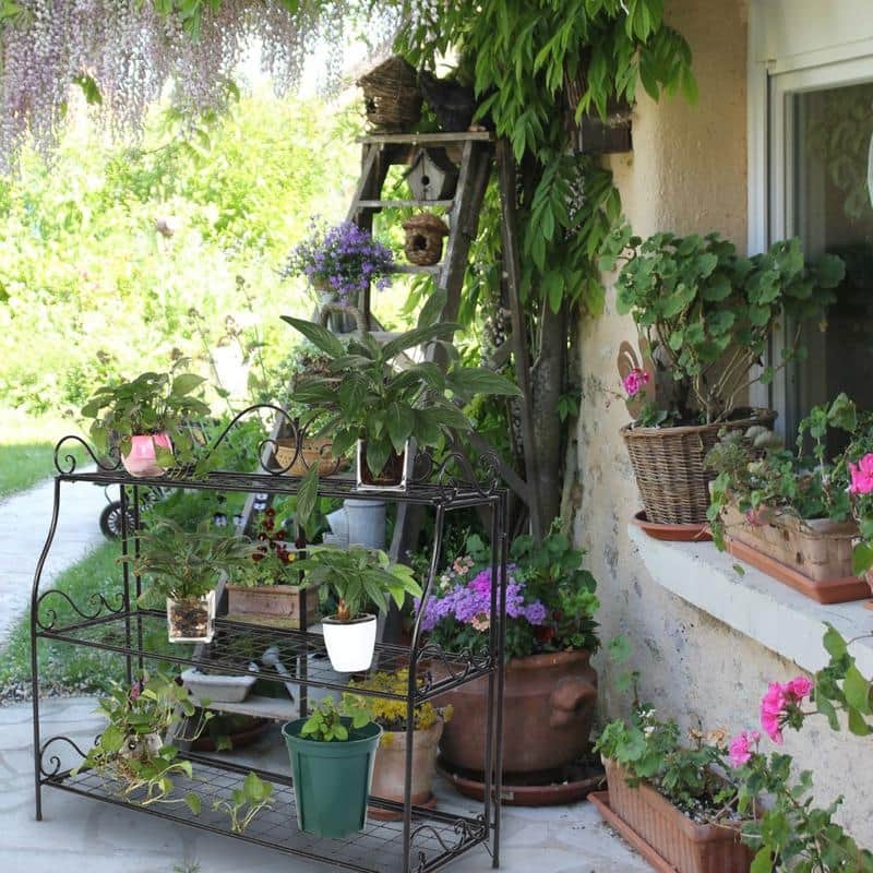 Modan Lace 3-tier Black Iron Plant Stand by Havenside Home