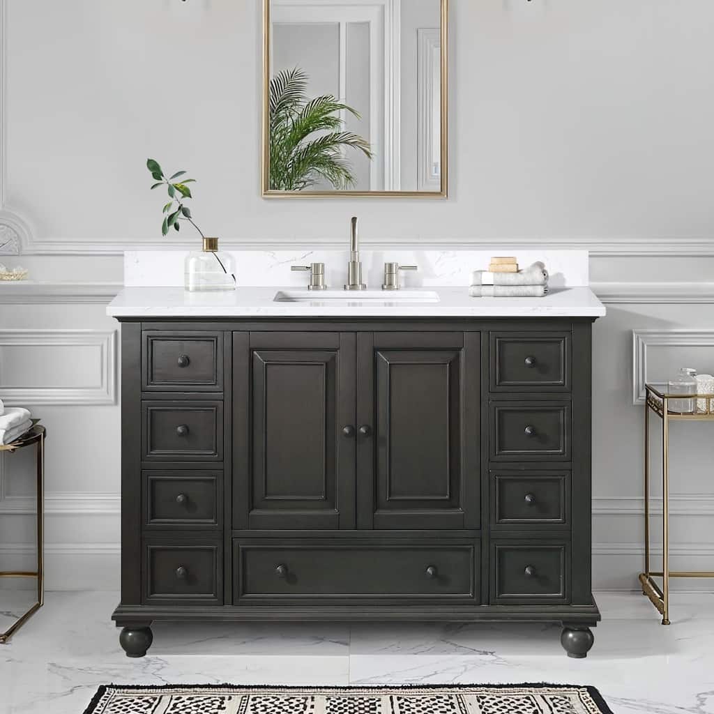 Thompson 48 in. Single Sink Bathroom Vanity with Engineered Stone Top - 49"W x 22"D x 35"H