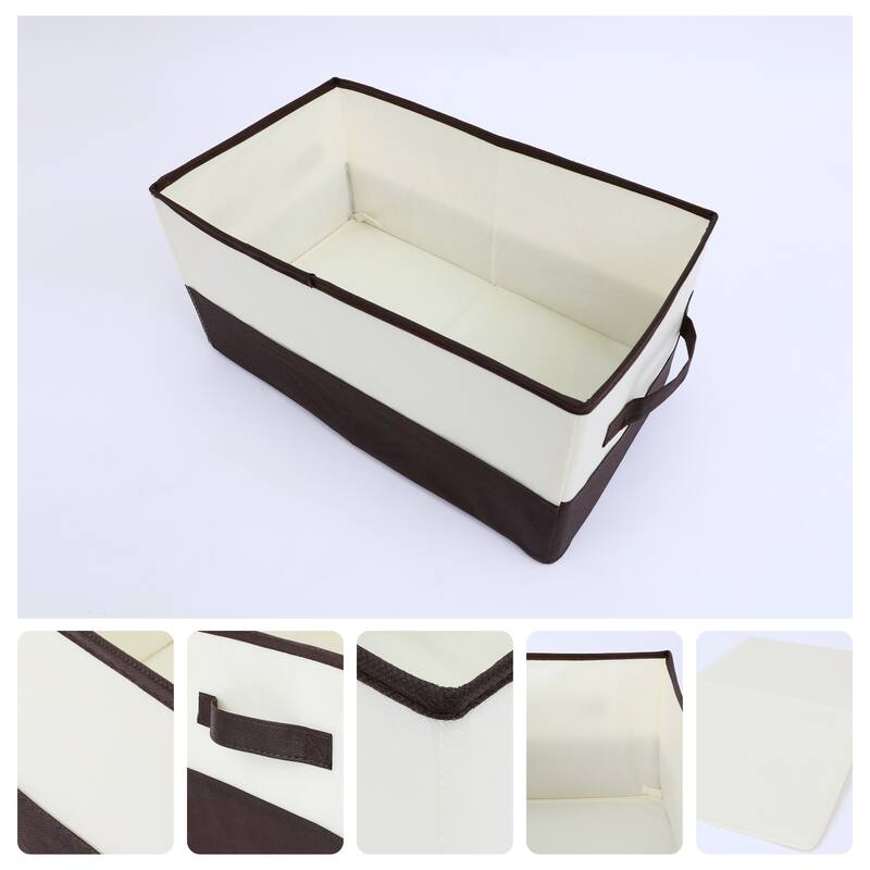 Fabric Storage Cube with Handles, 1 Pack Collapsible Storage Bin Basket for Shelves Closet Organizing Clothes - Brown - 16*9*8in