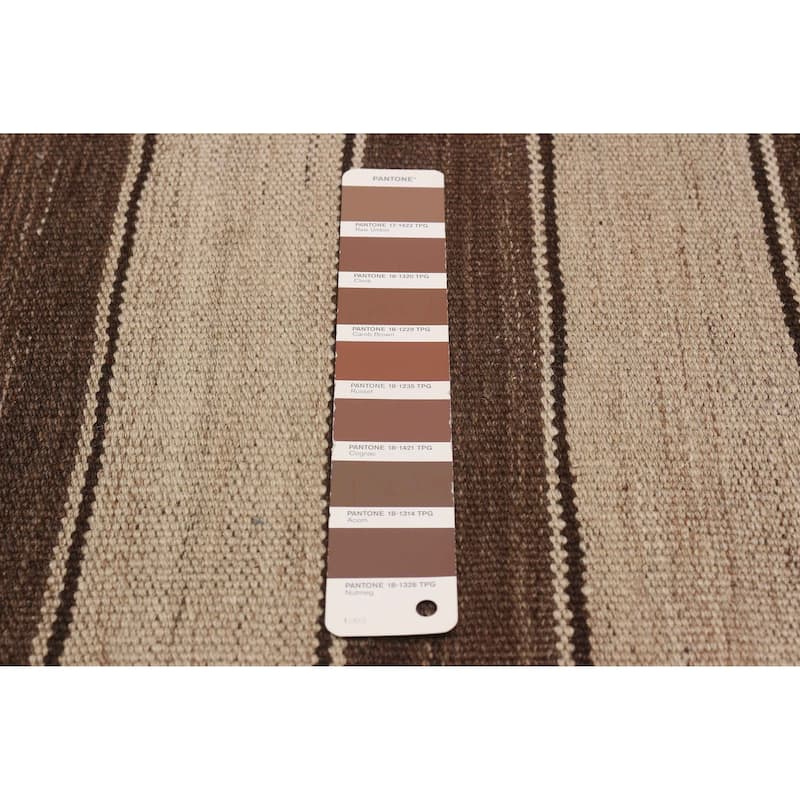 ECARPETGALLERY Flat-Weave Boho Brown Wool Kilim - 6'11 x 12'10