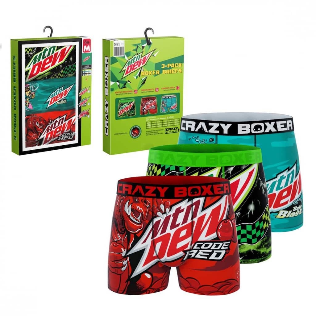 Crazy Boxers Mountain Dew Triple Flavor Boxer Briefs 3Pack