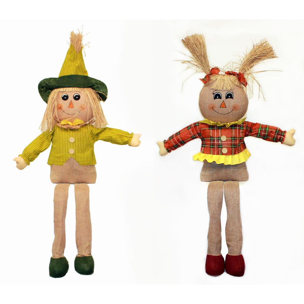 36" Sitting Harvest Scarecrow, Set of 2