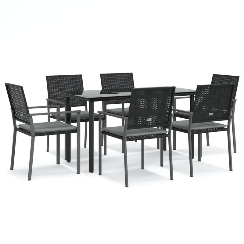 vidaXL Patio Dining Set Outdoor Dining Table and Chair Poly Rattan and Steel