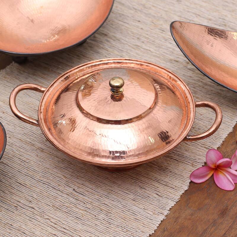 Novica Handmade Warm Glow Copper Serving Bowl