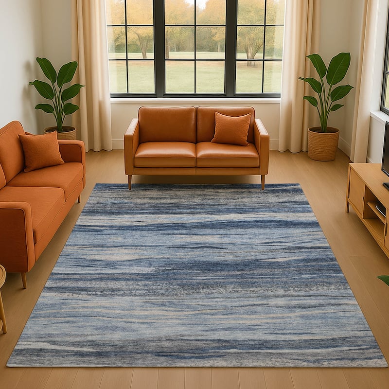 Premium Washable Super Soft Modern Stripes Mayfield Rug - Blue - 8' x 10'