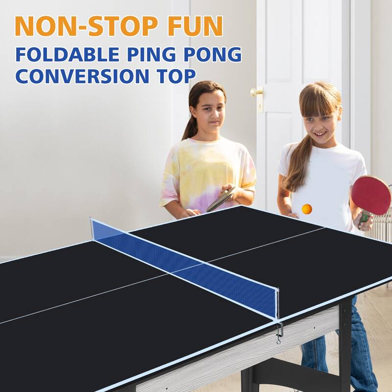 6*3ft Grey Mid-Size Ping Pong Conversion Top Foldable & Portable Table Tennis Table Top for Indoor Games