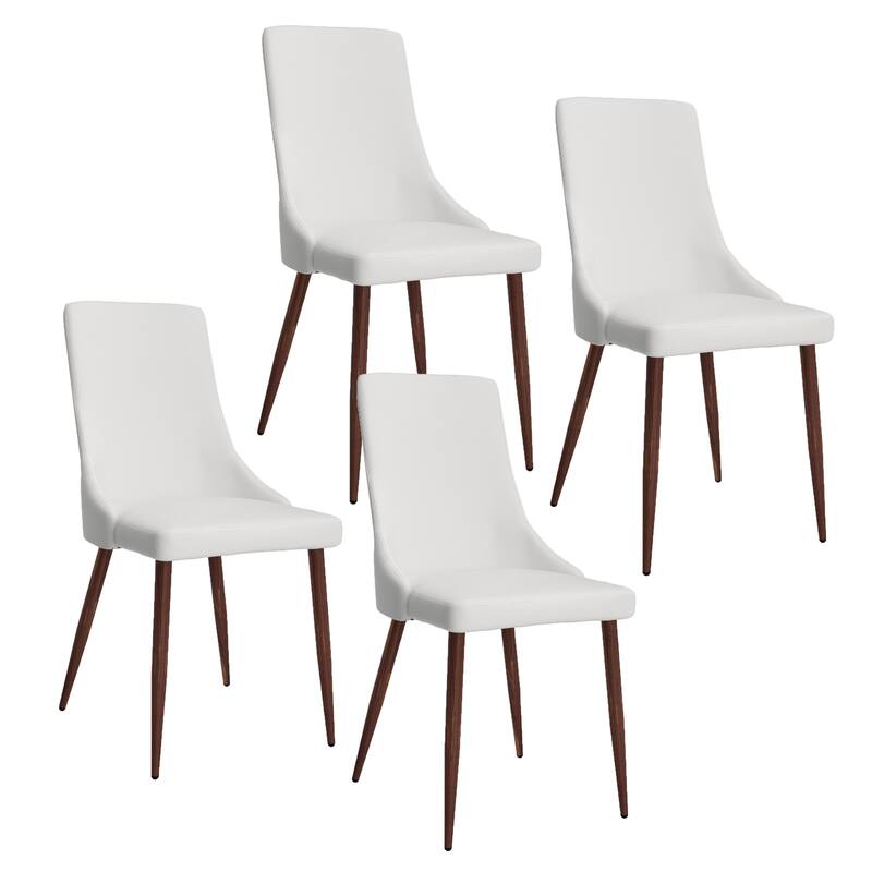Mid-Century Faux Leather and Metal Dining Chair, Set of 4