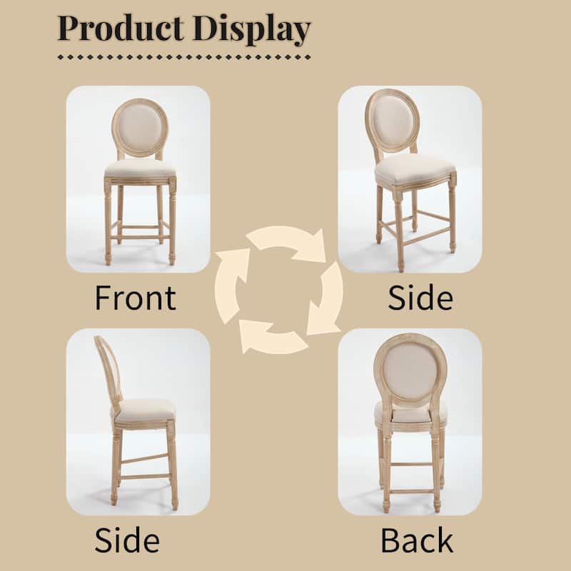 Upholstered Counter Height Chairs Side Chairs Set of 2 - Beige