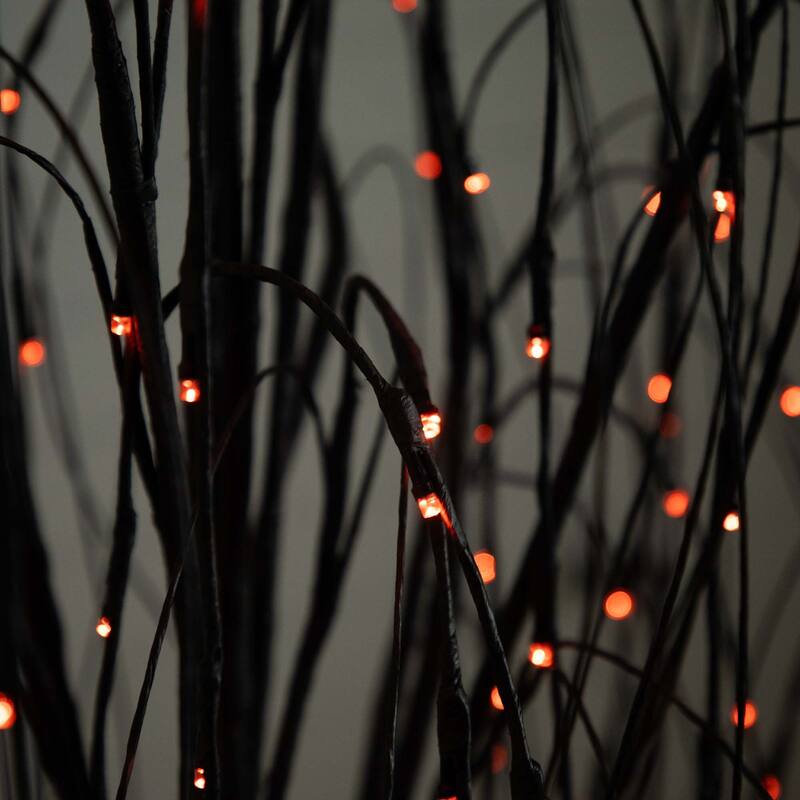 Pre-Lit Artificial Black Willow Halloween Tree - 6' - Dual Color LED Lights - 3-to-6-feet