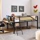 preview thumbnail 2 of 37, Metal Loft Bed with Desk, Rattan Loft Bed Frame with Hanging Storage