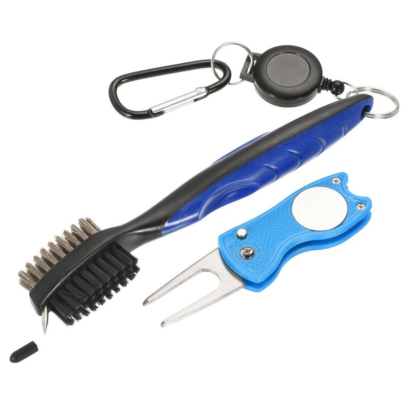 Golf Club Brush Dust Groove Cleaner w Extension Cord Clip Divot Tool