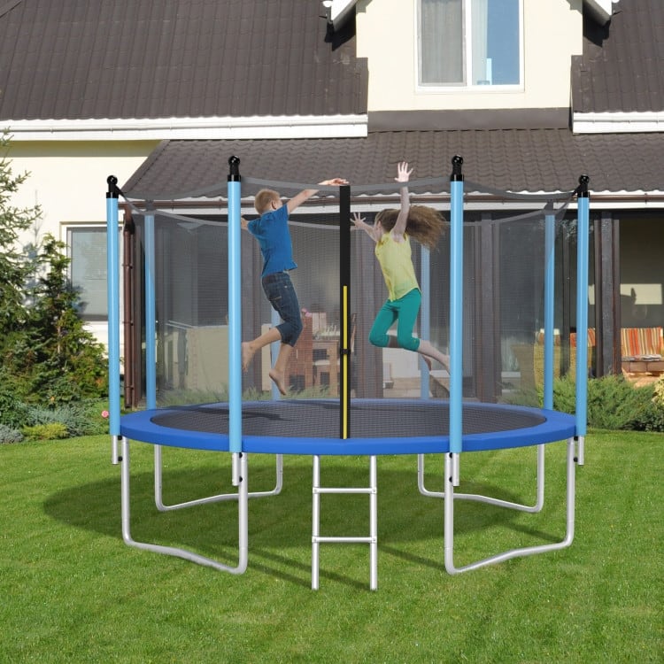 Blue PVC Foam Trampoline Safety Pad with Elastic Straps and Hook Closure