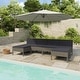 preview thumbnail 1 of 3, vidaXL 6 Piece Patio Lounge Set with Cushions Poly Rattan Gray - 22.4" x 27.1" x 26.3" Grey