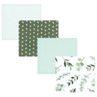 Hudson Baby Infant Girl Cotton Flannel Receiving Blankets, Eucalyptus, One Size - Eucalyptus - One Size