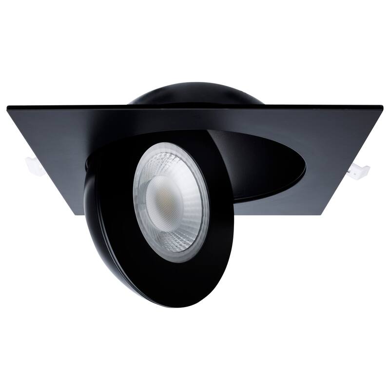 15 Watt CCT Selectable LED Direct Wire Downlight Gimbaled 6 Inch Square Remote Driver Black