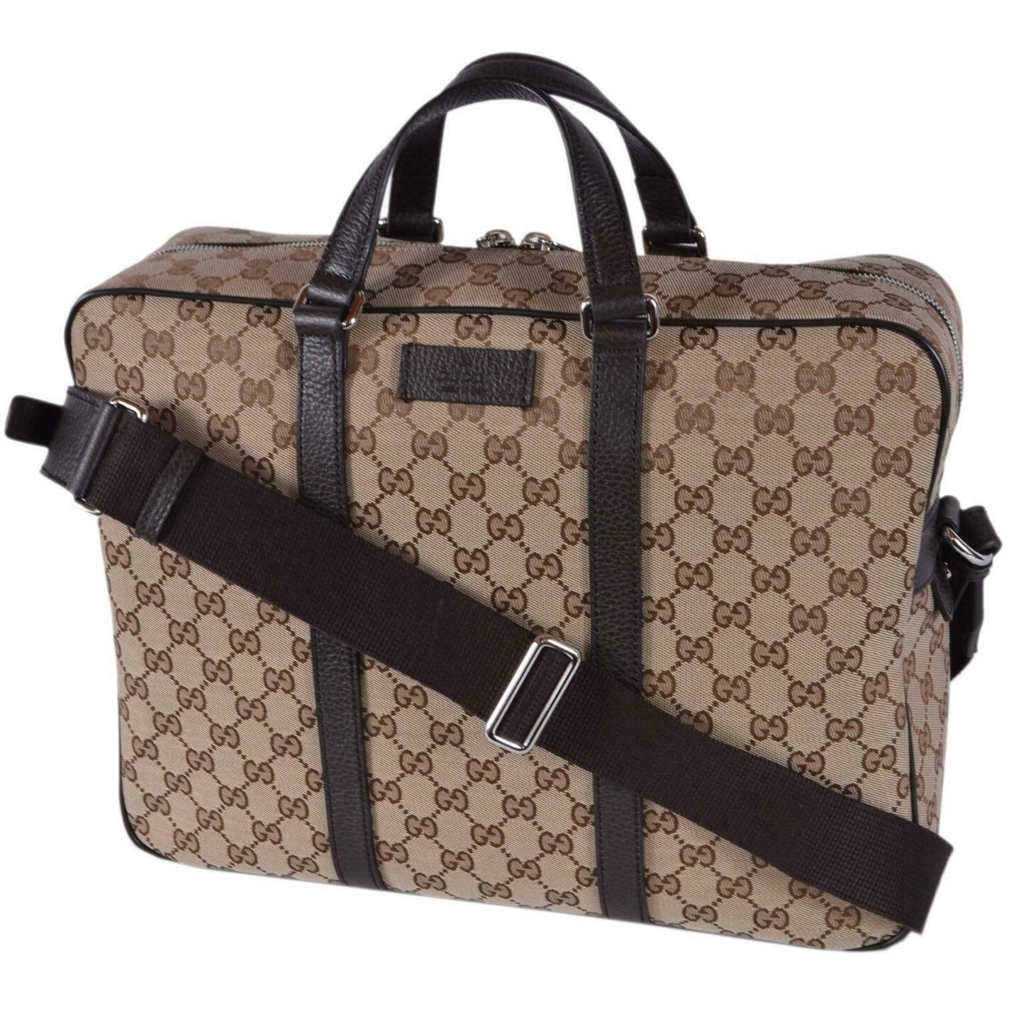 Shop Black Friday Deals On Gucci 449168 Gg Guccissima Canvas Briefcase Messenger Laptop Tote Bag Beige Overstock 28336529