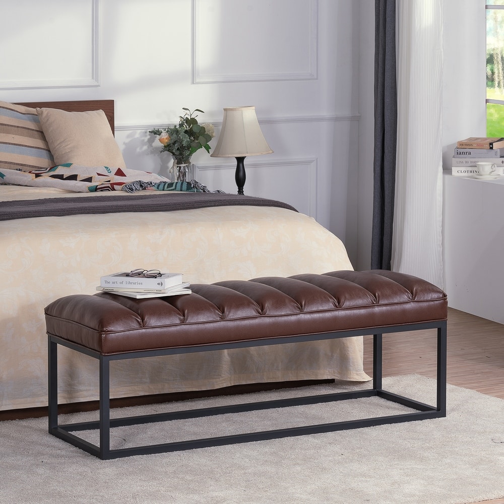 High Quality Upholstered Bench with Metal Base