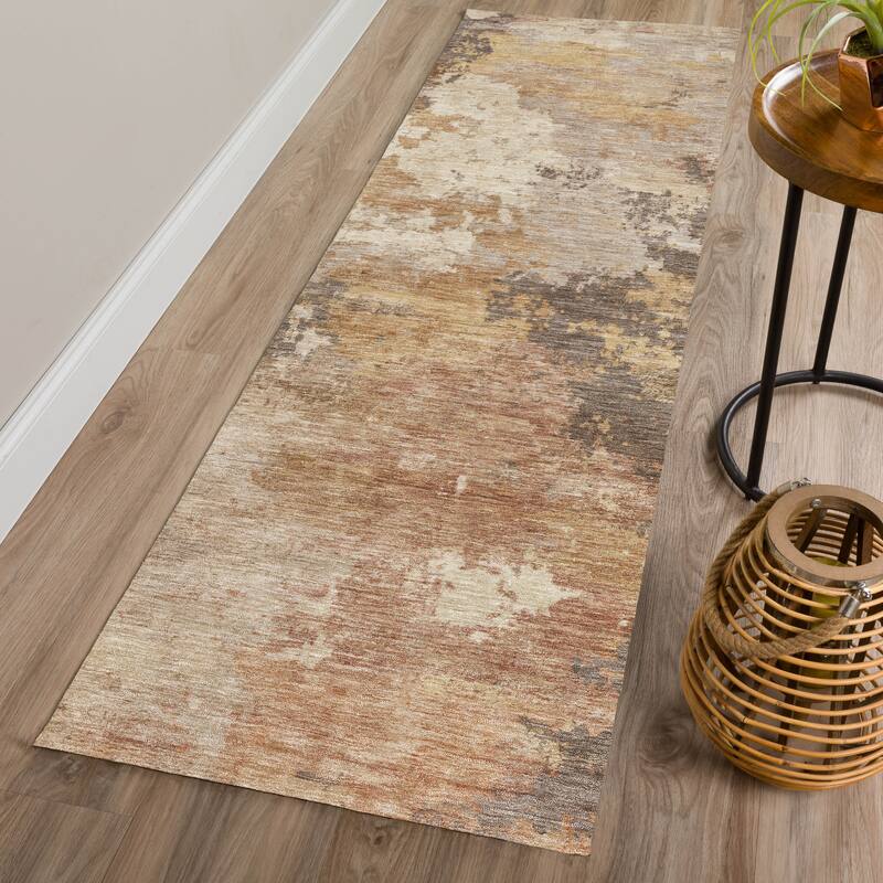 Machine Washable Indoor/ Outdoor Modern Contemporary Chantille Rug