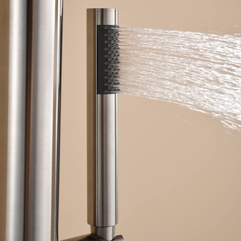 81"H Stainless Steel Freestanding Outdoor Shower with Handheld Shower