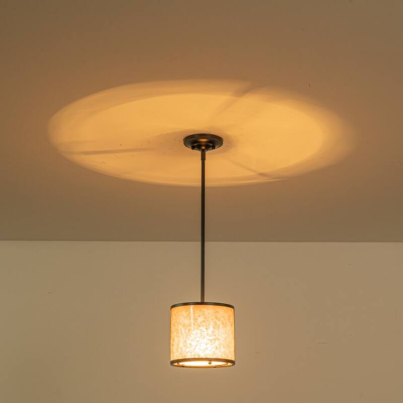 20" W and 8" W Rustic Matte Black Finish Tawny Mica Drum Pendant Light for Living Room & Bedroom