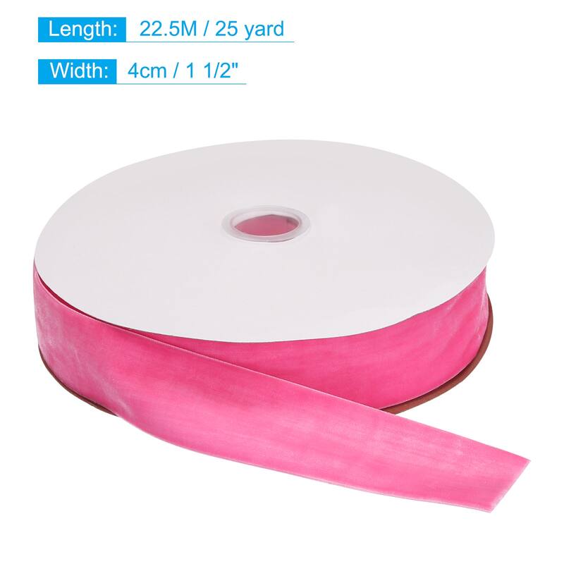 Velvet Ribbon 1 1/2 Inch Single Face Spool Silky for DIY Crafts - Pink - 25 Yard