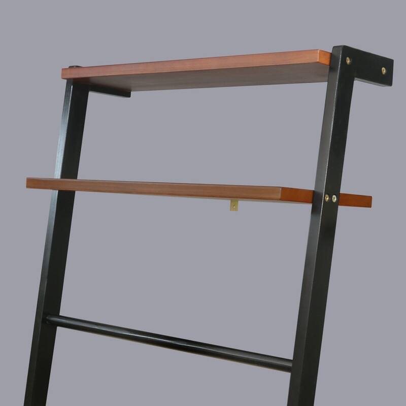 Space Saving 100% Solid Wood 6 Tiers Blanket Ladder with Two Storage Shelves