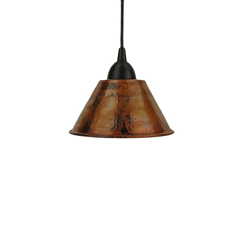 Hammered Copper 7" Cone Pendant Light in Oil Rubbed Bronze (L300DB)