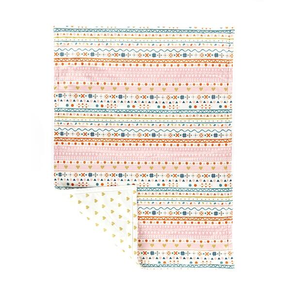 slide 2 of 5, Lush Decor Boho Metallic Hearts Reversible Soft & Plush Oversized Blanket - 50" x 36" Pink/Orange