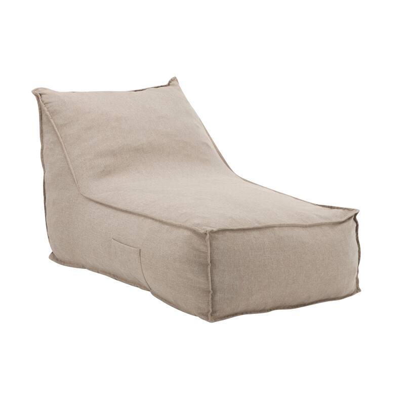 Roomfitters Perry Outdoor Bean Bag Lounge Chair with Water Repellent Fabric, Half Length Design, Beige - Beige