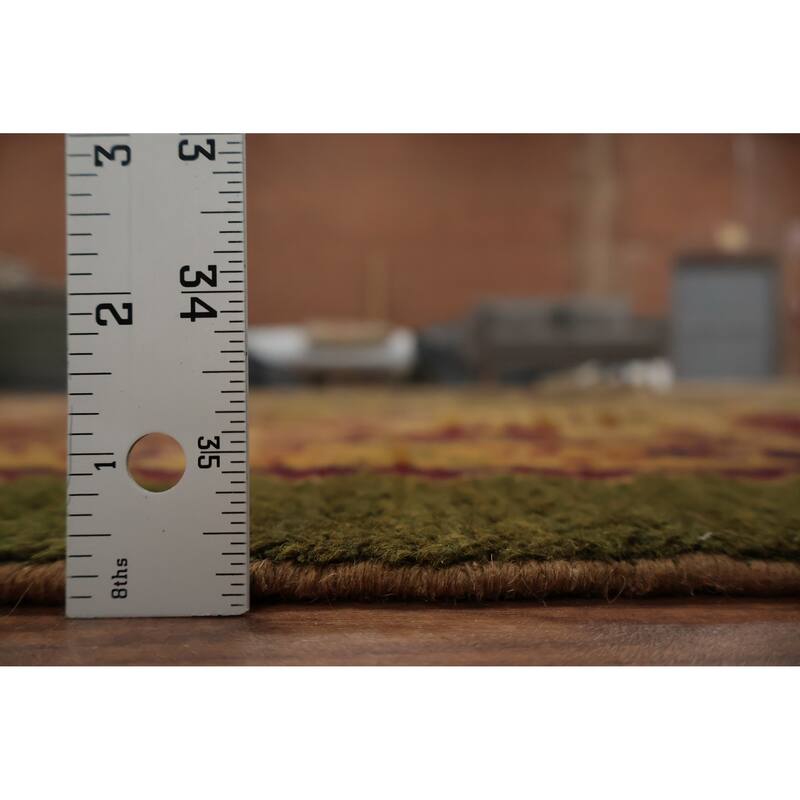 Hand Knotted Oriental 100% Wool Carpet Traditional Floral Green Agra Area Rug - 14' 10'' X 13' 1''