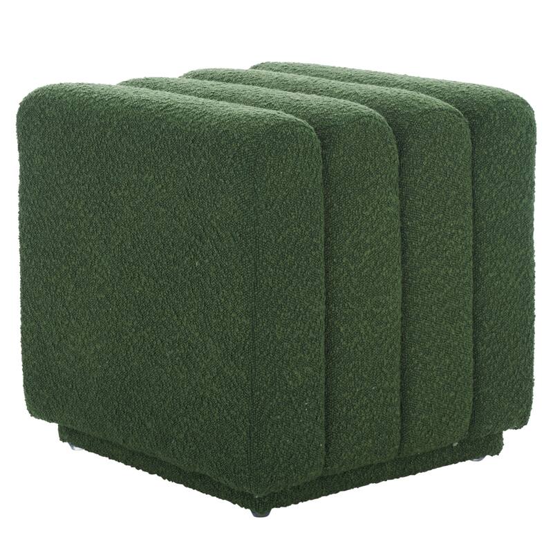 SAFAVIEH Joseph Upholstered Channel Tufted Square Ottoman, Fully Assembled