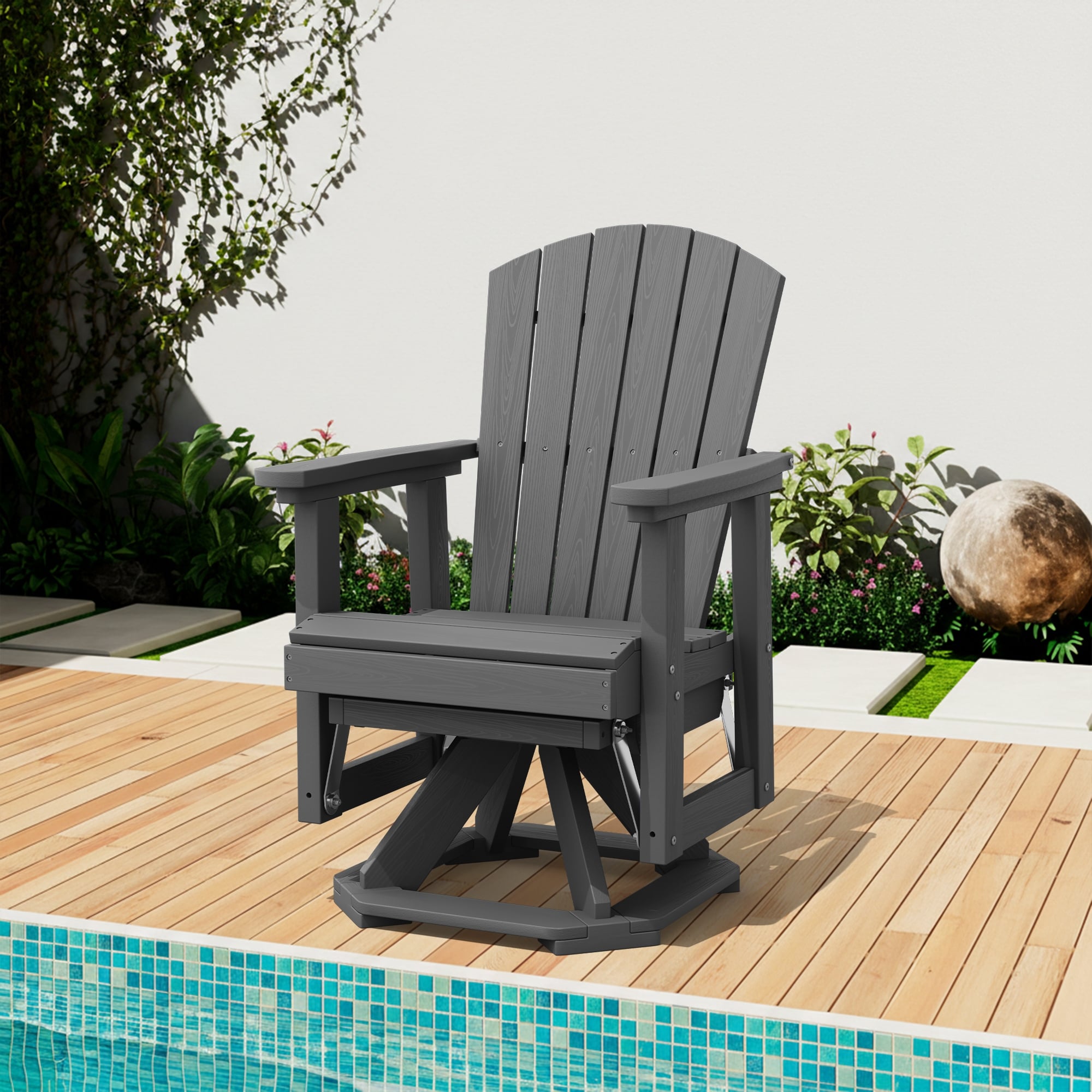 HDPE Adirondack Swivel Glider, Outdoor Patio Chair