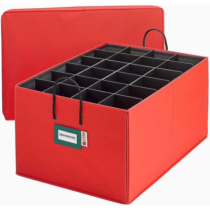 Christmas Ornament Storage Container Box with Dividers - Stores up to 72- 4" Ornaments - 3 Removable Trays with Separators.