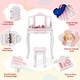 preview thumbnail 32 of 53, Costway Kids Vanity Table & Stool Set with Cute Polka Dot Print - See Details
