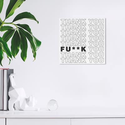 Wynwood Studio Canvas Typography and Quotes Thank You Dark White and Modern & Contemporary Wall Art Canvas Print