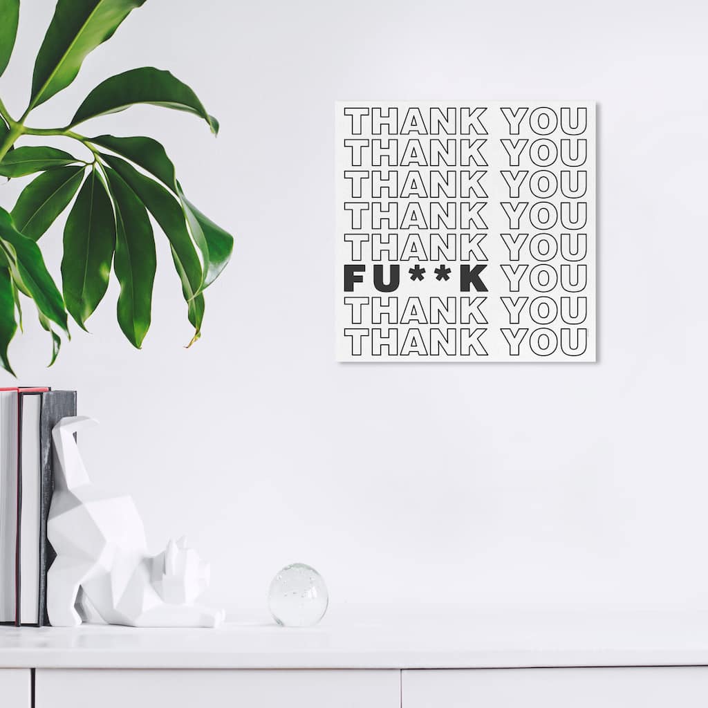 Wynwood Studio Canvas Typography and Quotes Thank You Dark White and Modern & Contemporary Wall Art Canvas Print