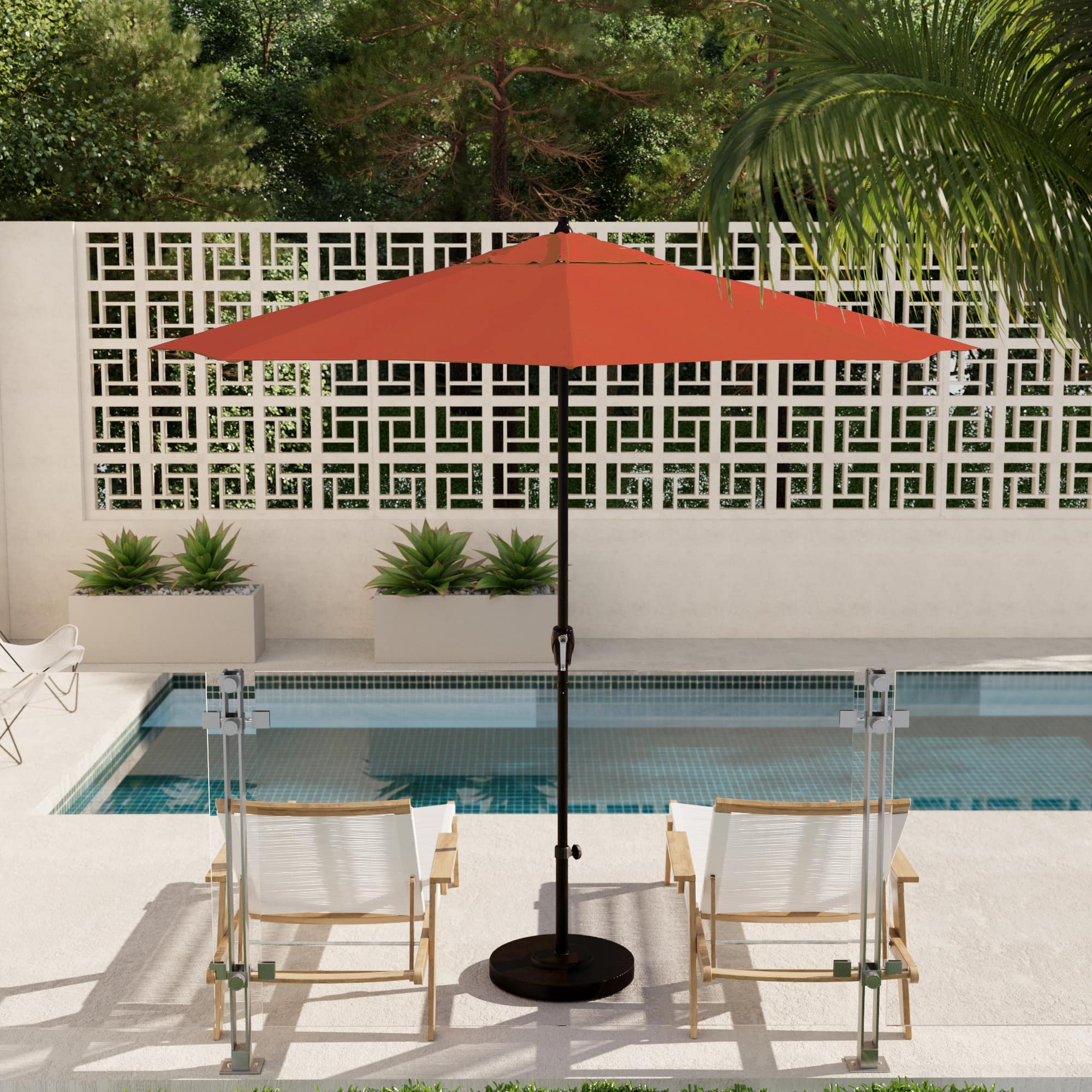 9-foot round solar aluminum patio umbrella in chino EliteShade 9ft LED Eurmax Get ready to entertain from dusk until dawn with the 9 ft California Umbrella 9' Round Crank