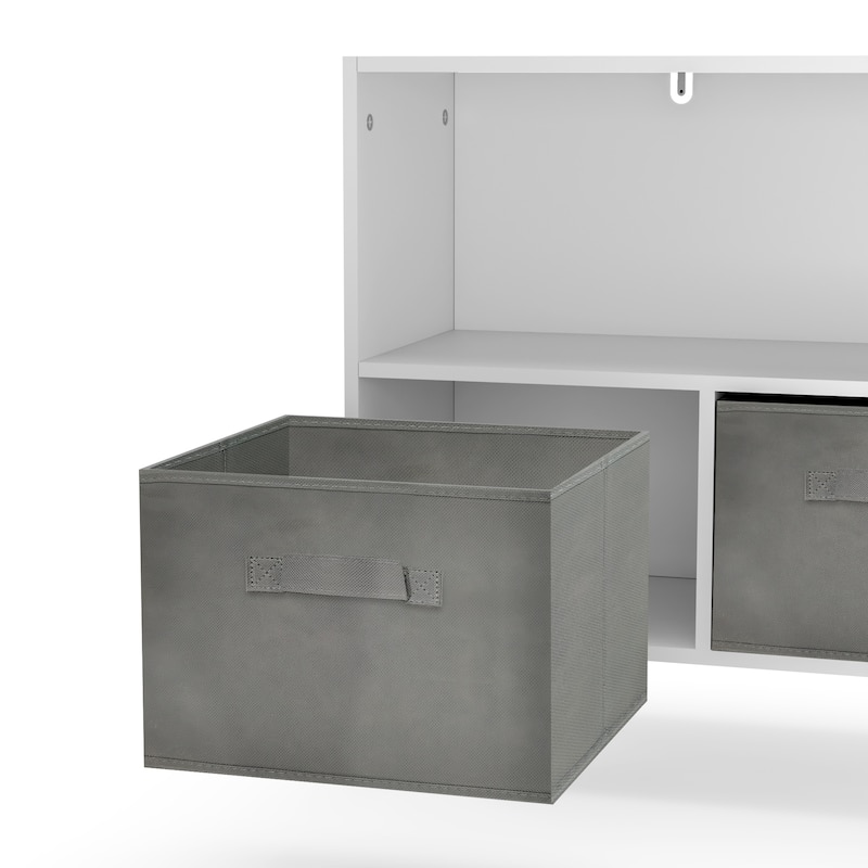 Kids Bookcase with Reading Nook 3 Toy Storage Organizer Drawer Fabric