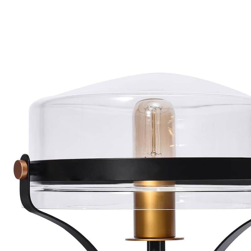 Modern 1-Light Clear Bowl Glass Semi-Flush Mount - 11in.