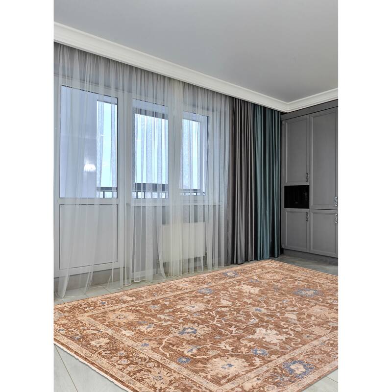 ECARPETGALLERY Hand-knotted Modern Oushak Brown Wool Rug - 9'9 x 14'2