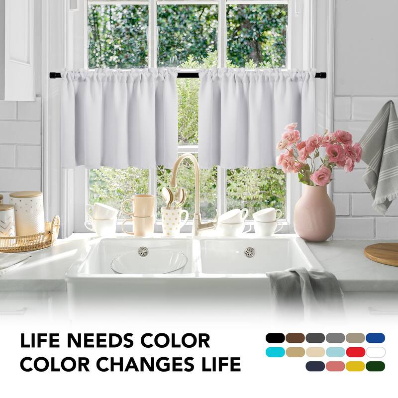 Deconovo Cafe Curtains Rod Pocket Window Short Drapes Tier Pair