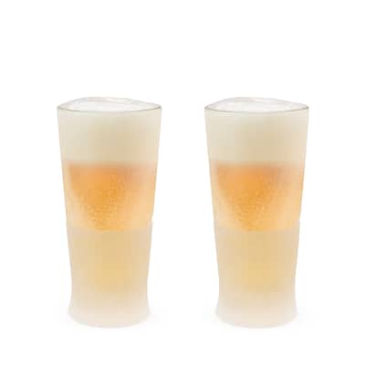 Glass FREEZE Beer Glass (set of two) by HOST - 7.5" x 3.5"