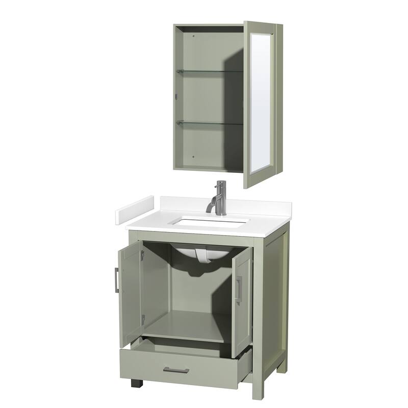 Wyndham Collection Sheffield 30" Single Bathroom Vanity, Carrara